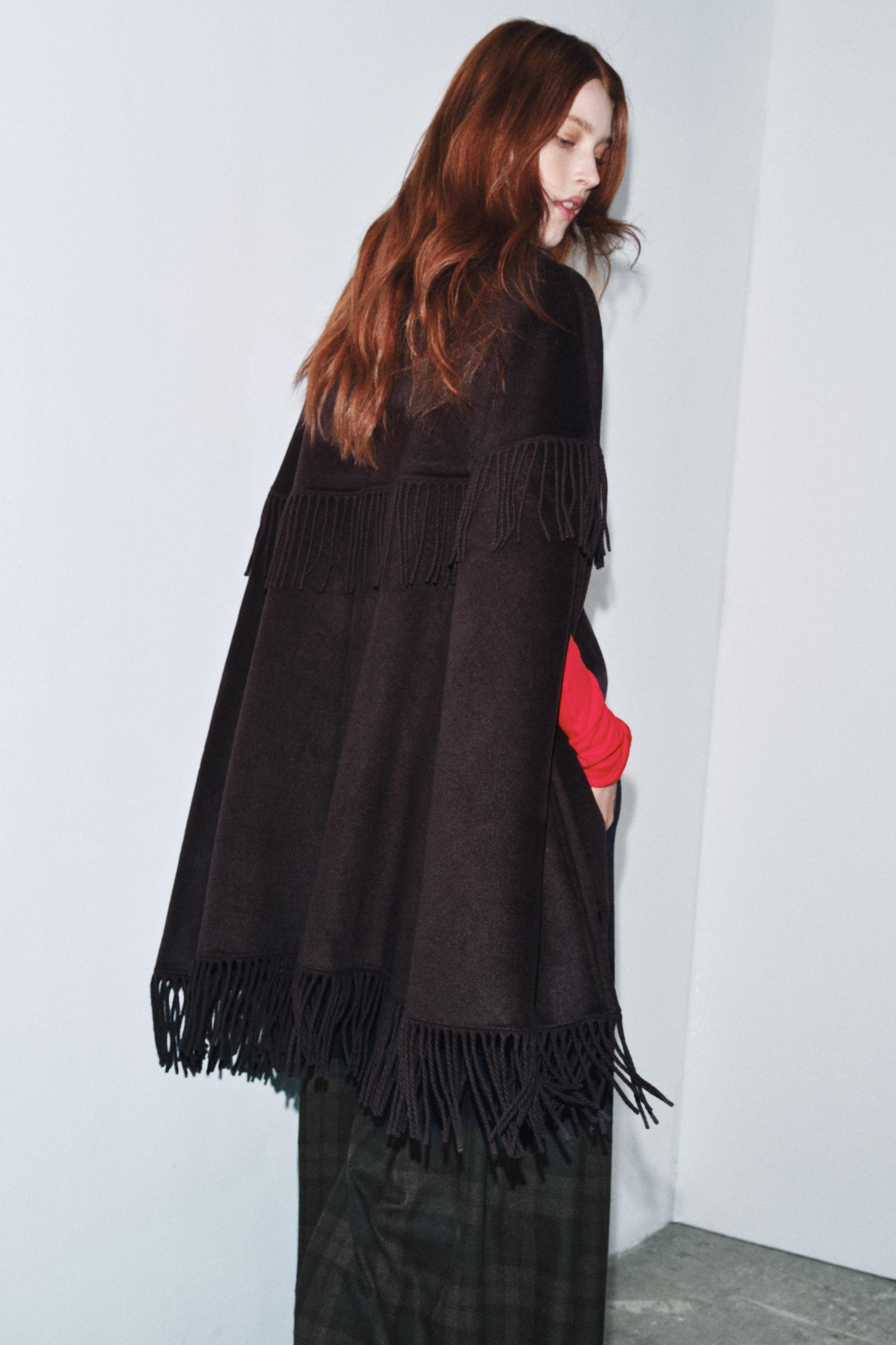 WOOL FRINGED CAPE